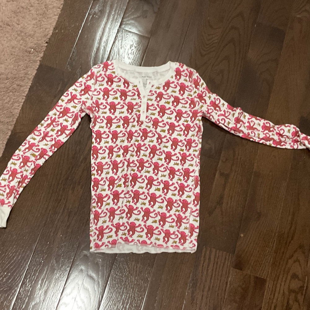 Roller Rabbit Pink and White Monkey Print Top